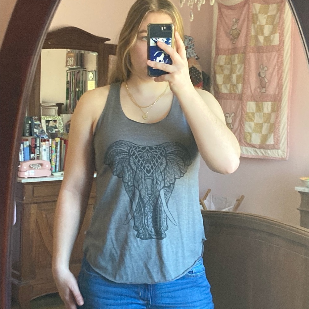 Gray Elephant Graphic Tank Top